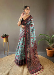 Italian Digital Printed Cotton Kalamkari Saree