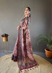 Italian Digital Printed Cotton Kalamkari Saree