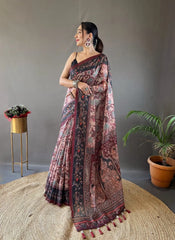 Italian Digital Printed Cotton Kalamkari Saree