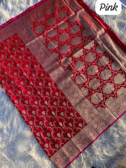 Banarasi Mushro Satin Silk Zari Weaving Saree