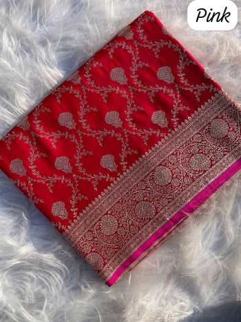 Banarasi Mushro Satin Silk Zari Weaving Saree