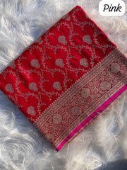 Banarasi Mushro Satin Silk Zari Weaving Saree