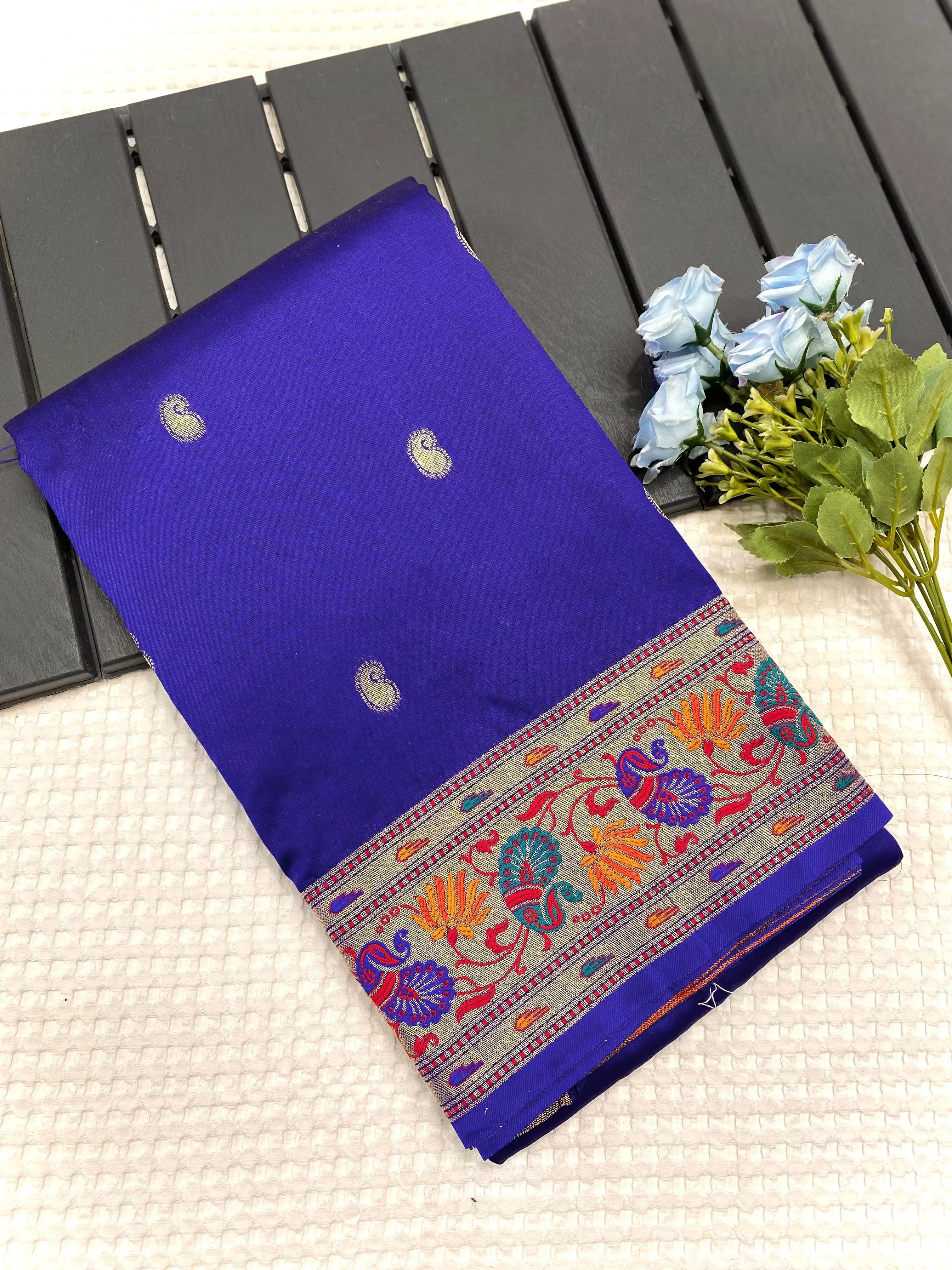 Paithani Silk Meenakari Designer Border Saree