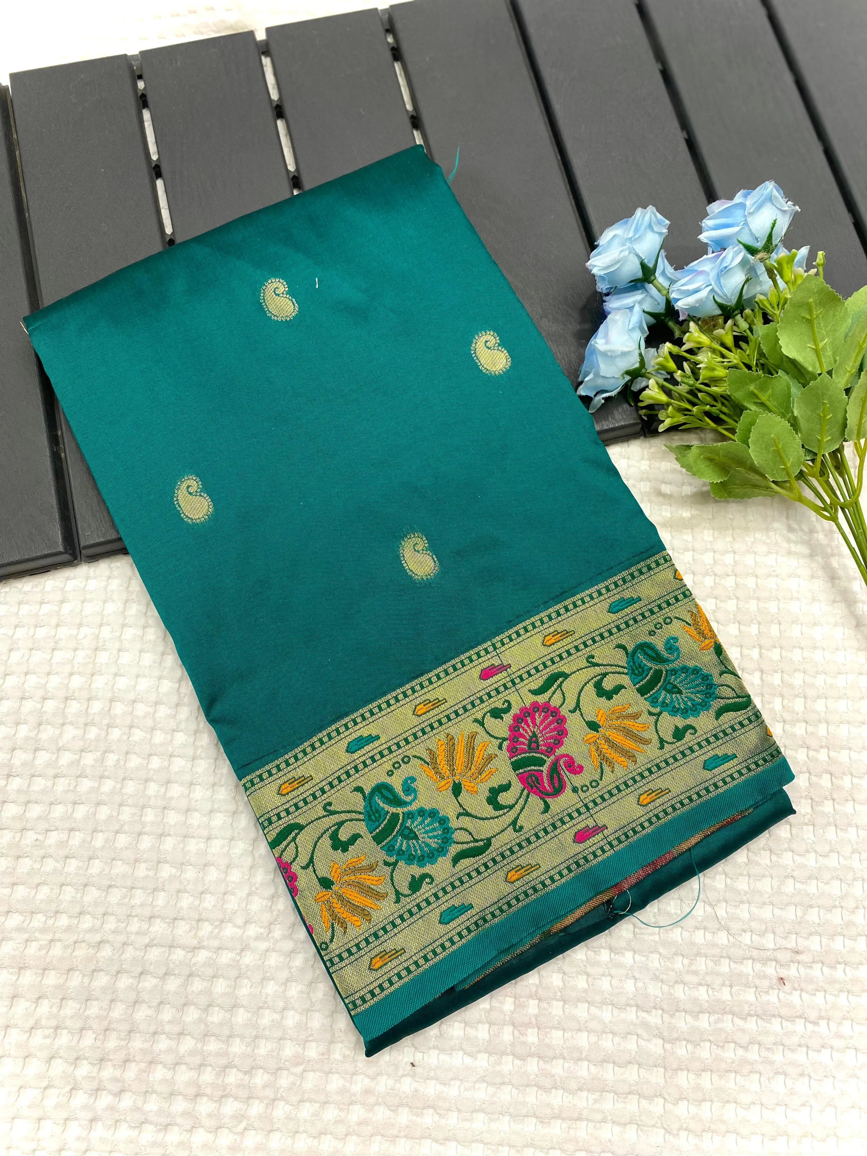 Paithani Silk Meenakari Designer Border Saree