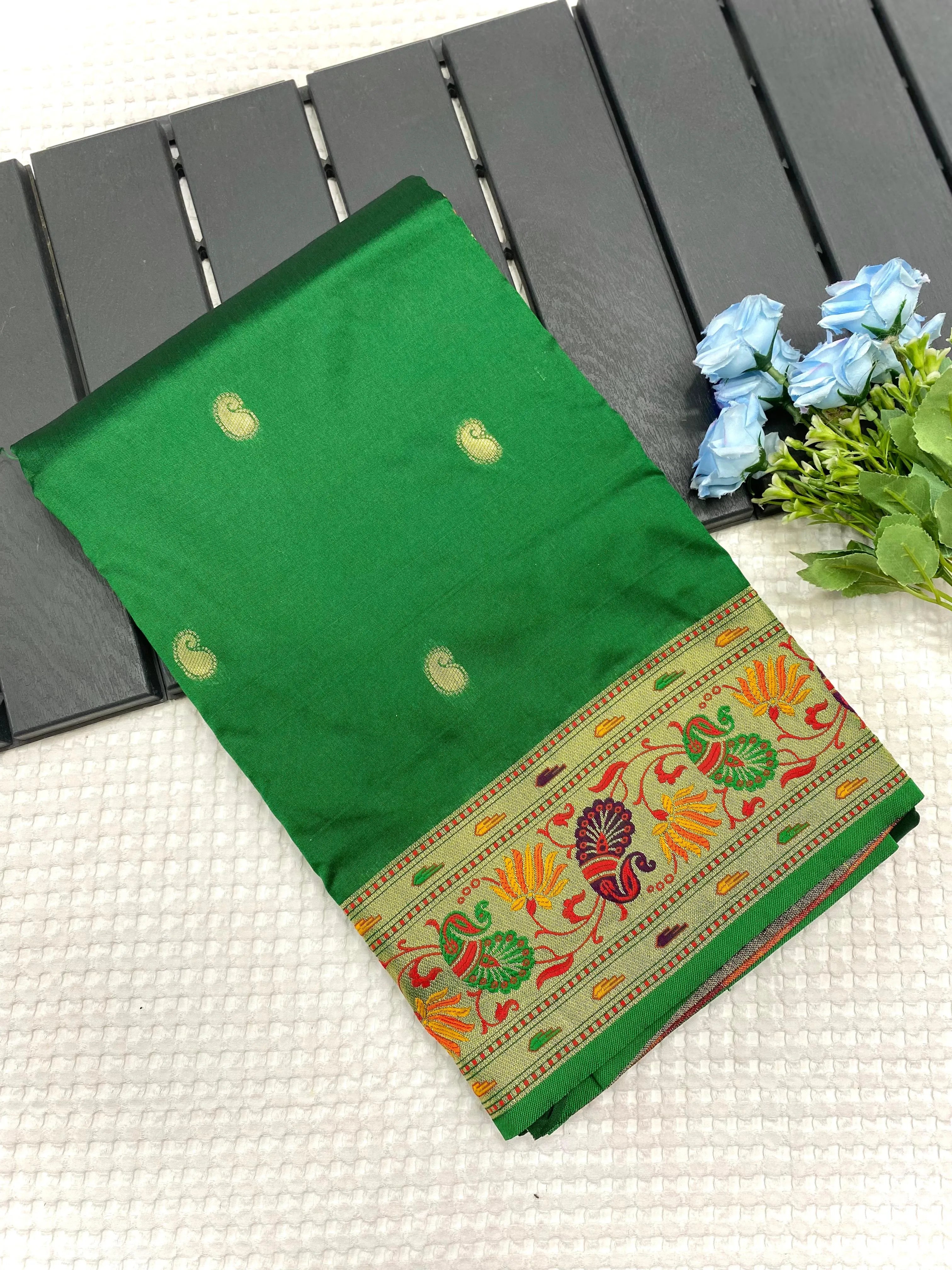 Paithani Silk Meenakari Designer Border Saree