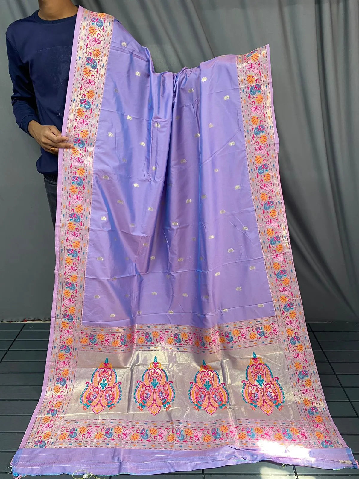 Paithani Silk Meenakari Designer Border Saree