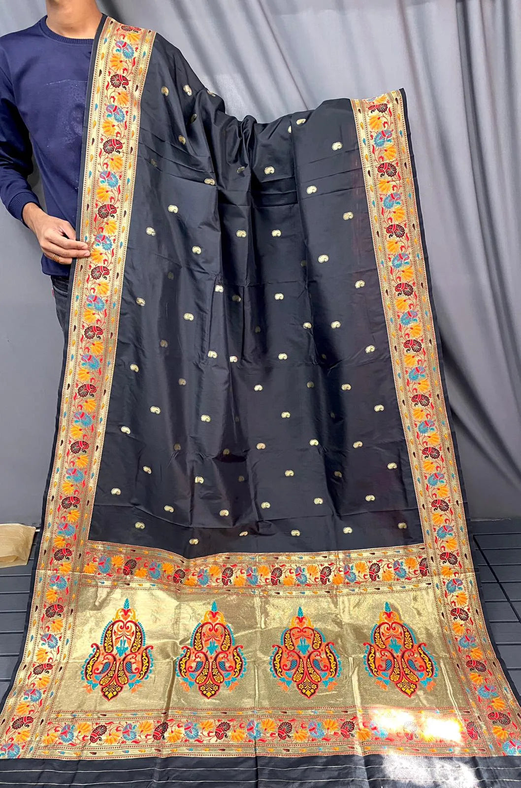 Paithani Silk Meenakari Designer Border Saree