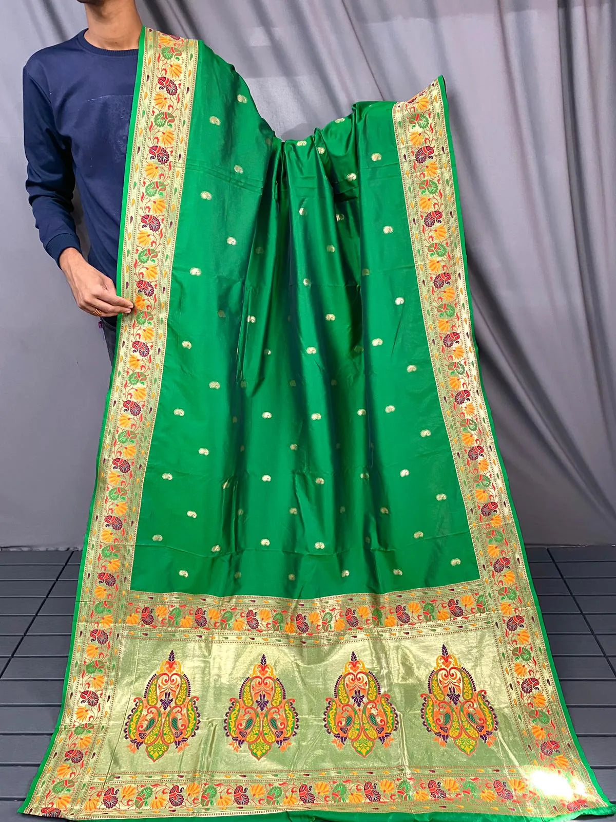 Paithani Silk Meenakari Designer Border Saree