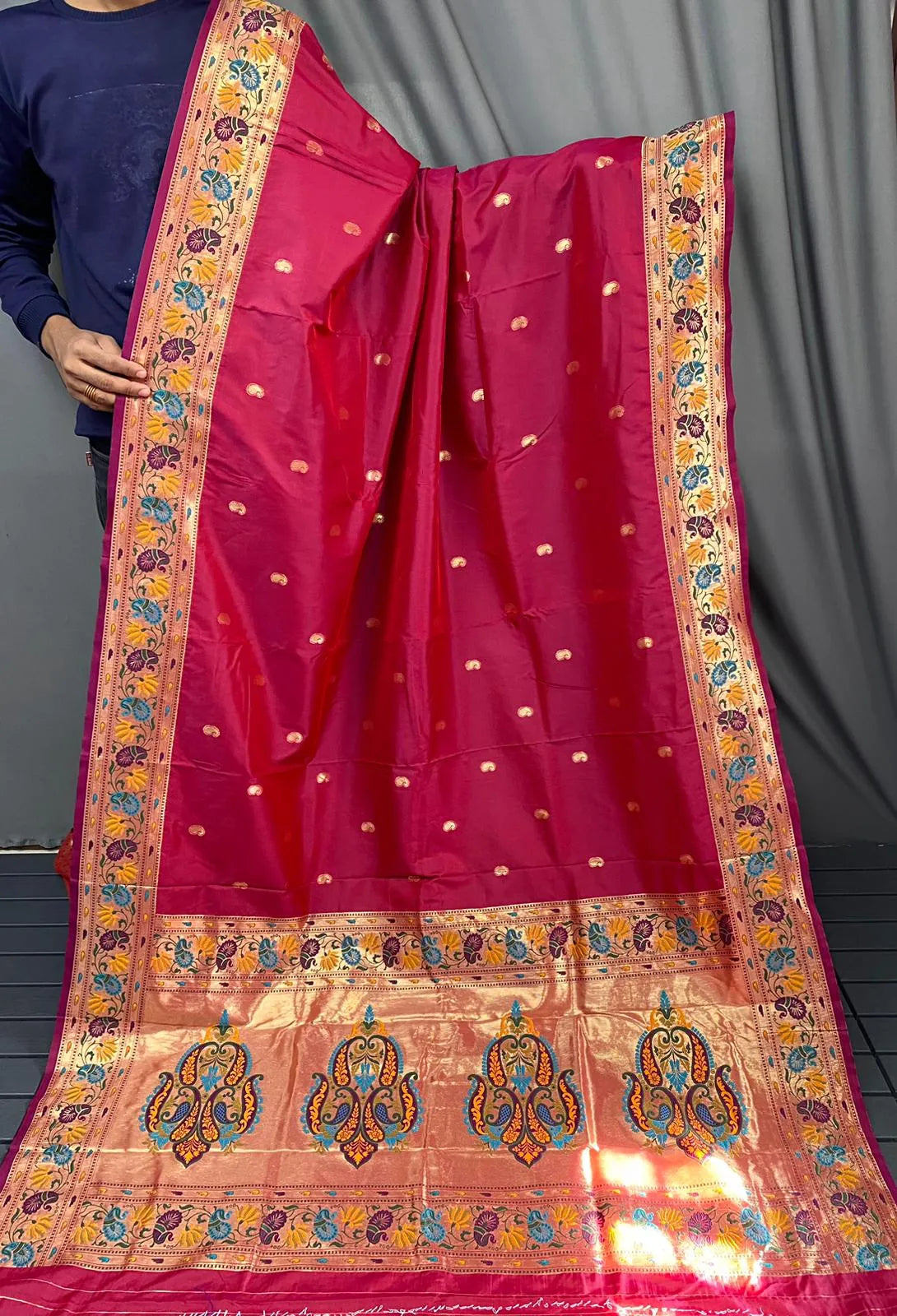 Paithani Silk Meenakari Designer Border Saree