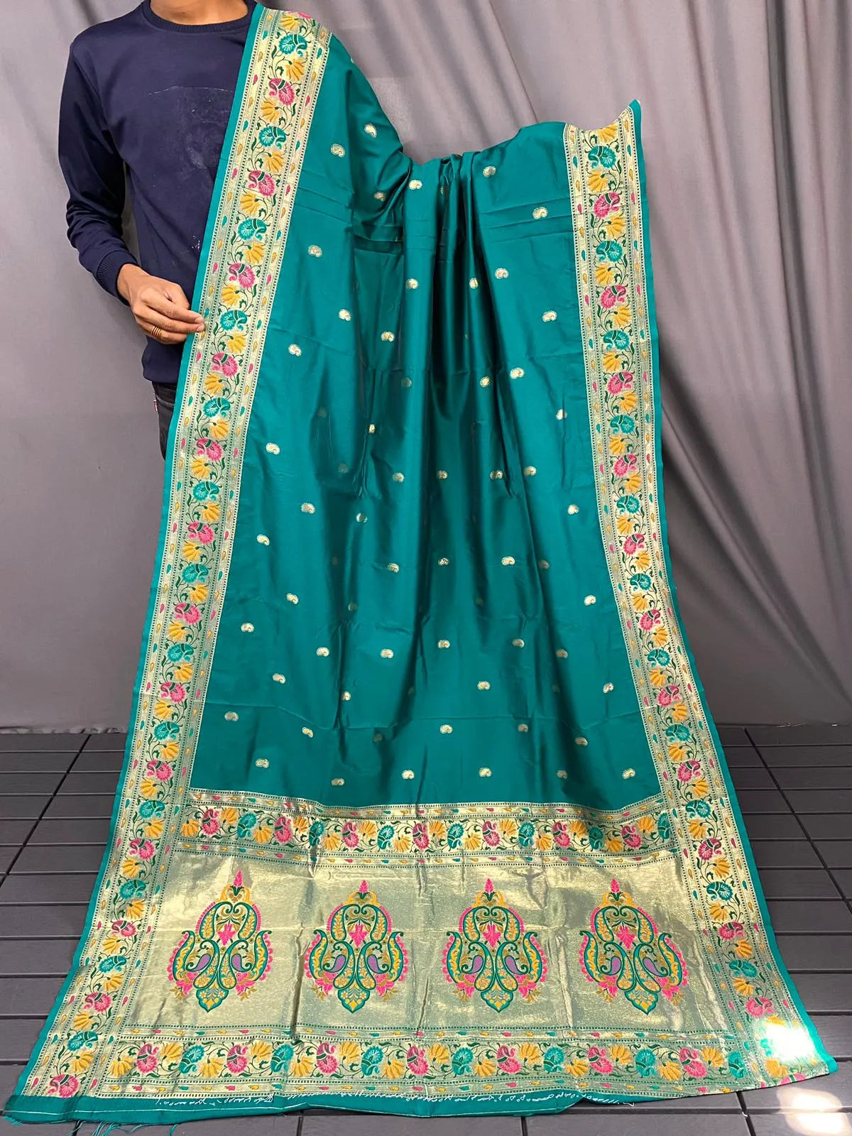 Paithani Silk Meenakari Designer Border Saree