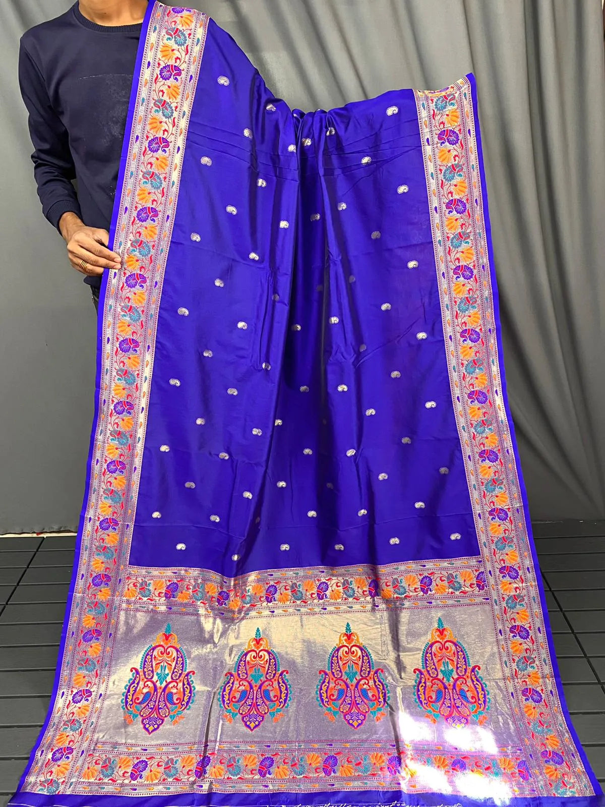 Paithani Silk Meenakari Designer Border Saree