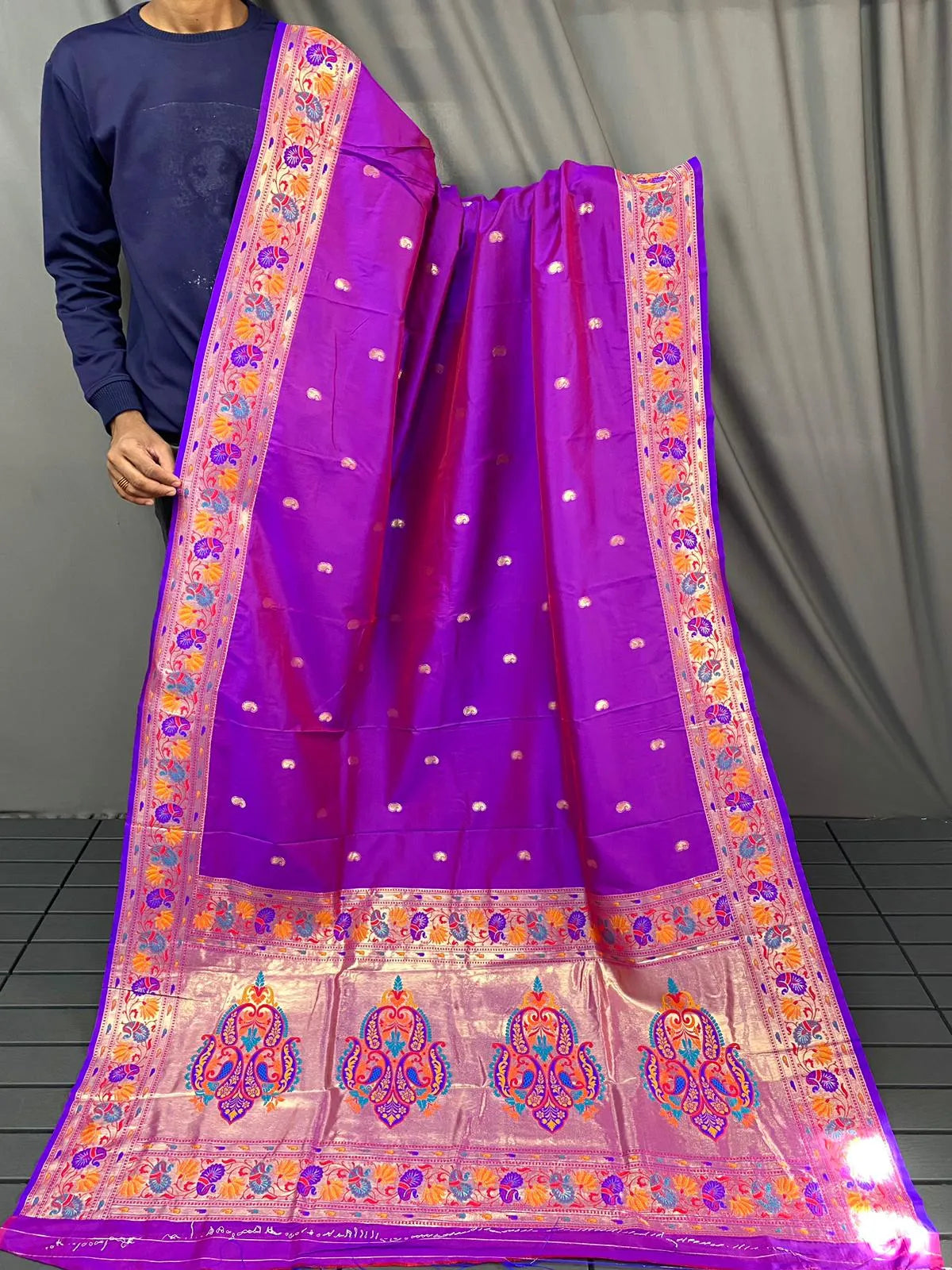 Paithani Silk Meenakari Designer Border Saree