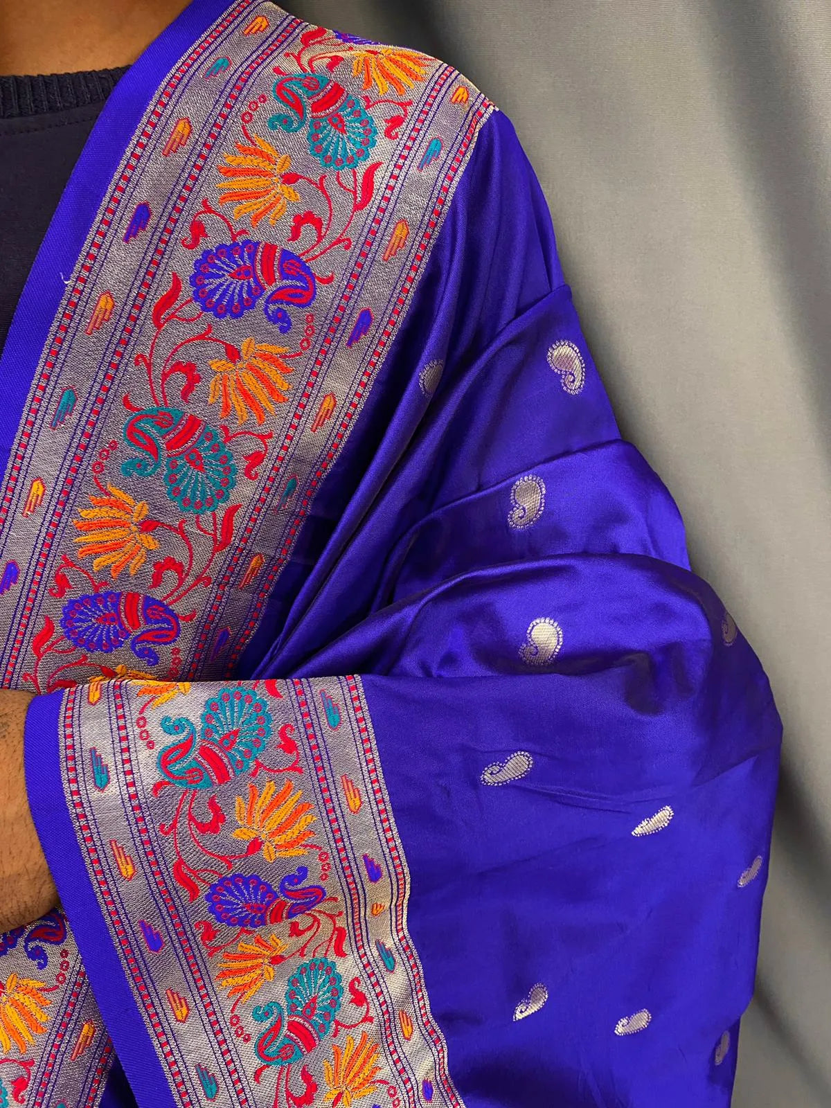 Paithani Silk Meenakari Designer Border Saree