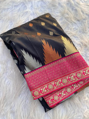 Semi Kanchipuram Temple Weaving Border Saree