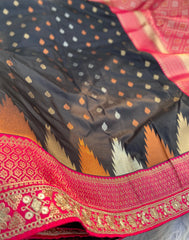 Semi Kanchipuram Temple Weaving Border Saree