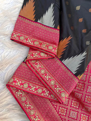 Semi Kanchipuram Temple Weaving Border Saree