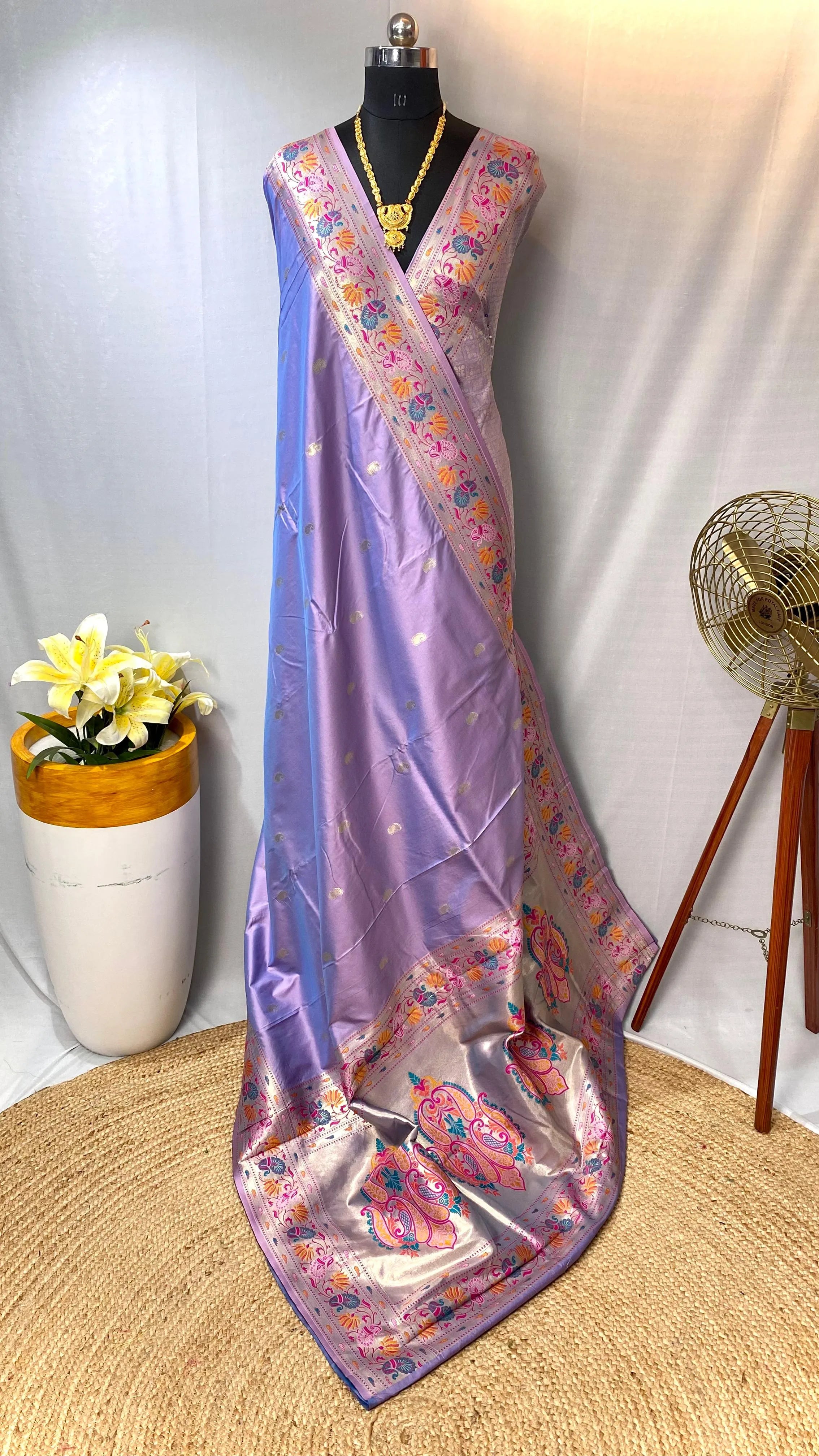 Paithani Silk Meenakari Designer Border Saree