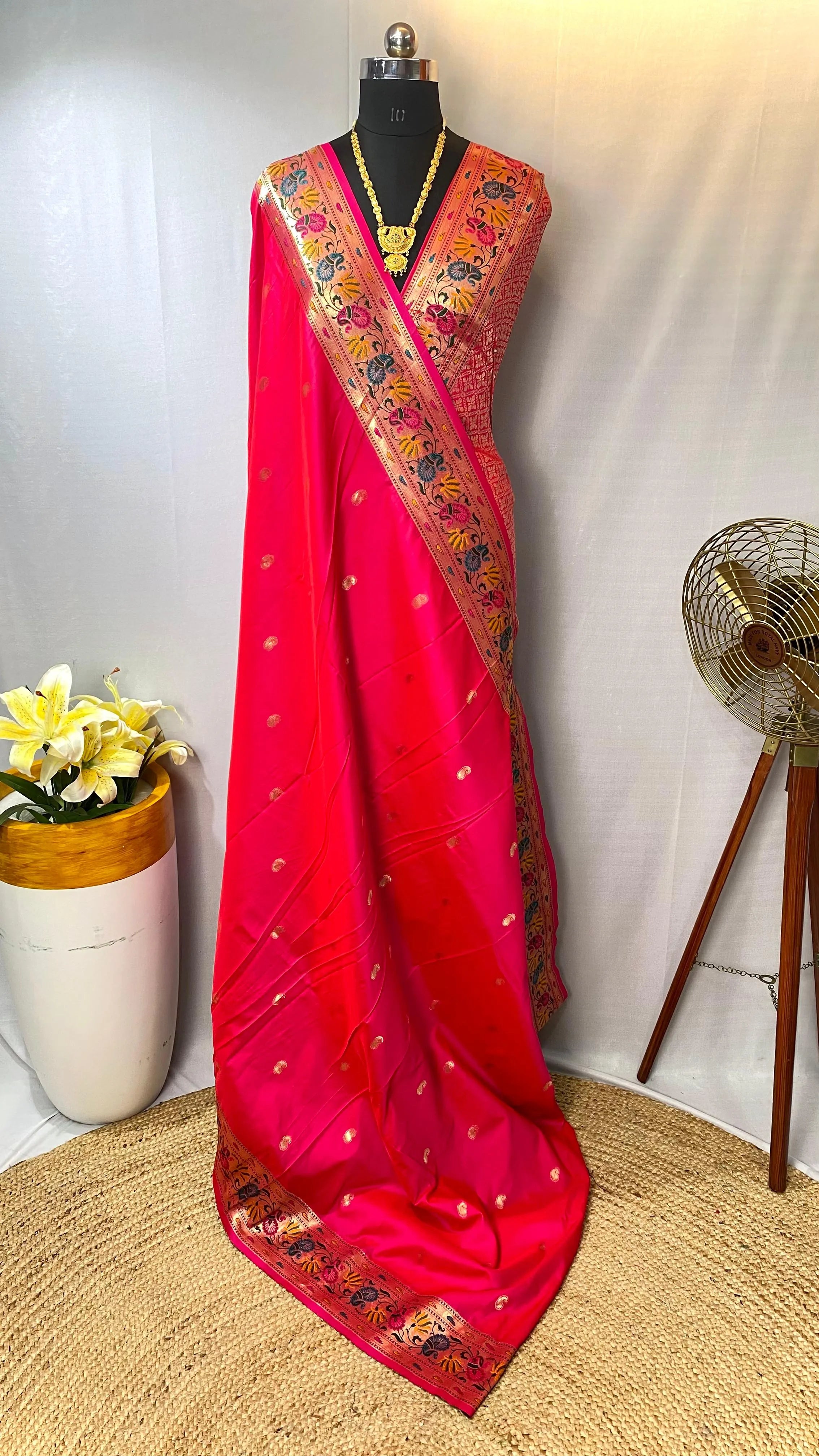 Paithani Silk Meenakari Designer Border Saree