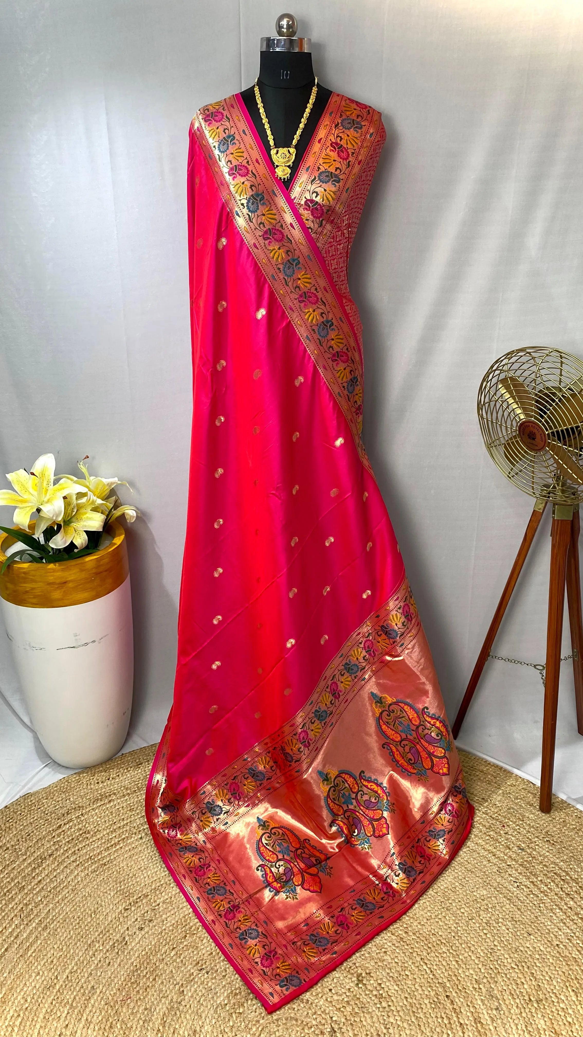 Paithani Silk Meenakari Designer Border Saree