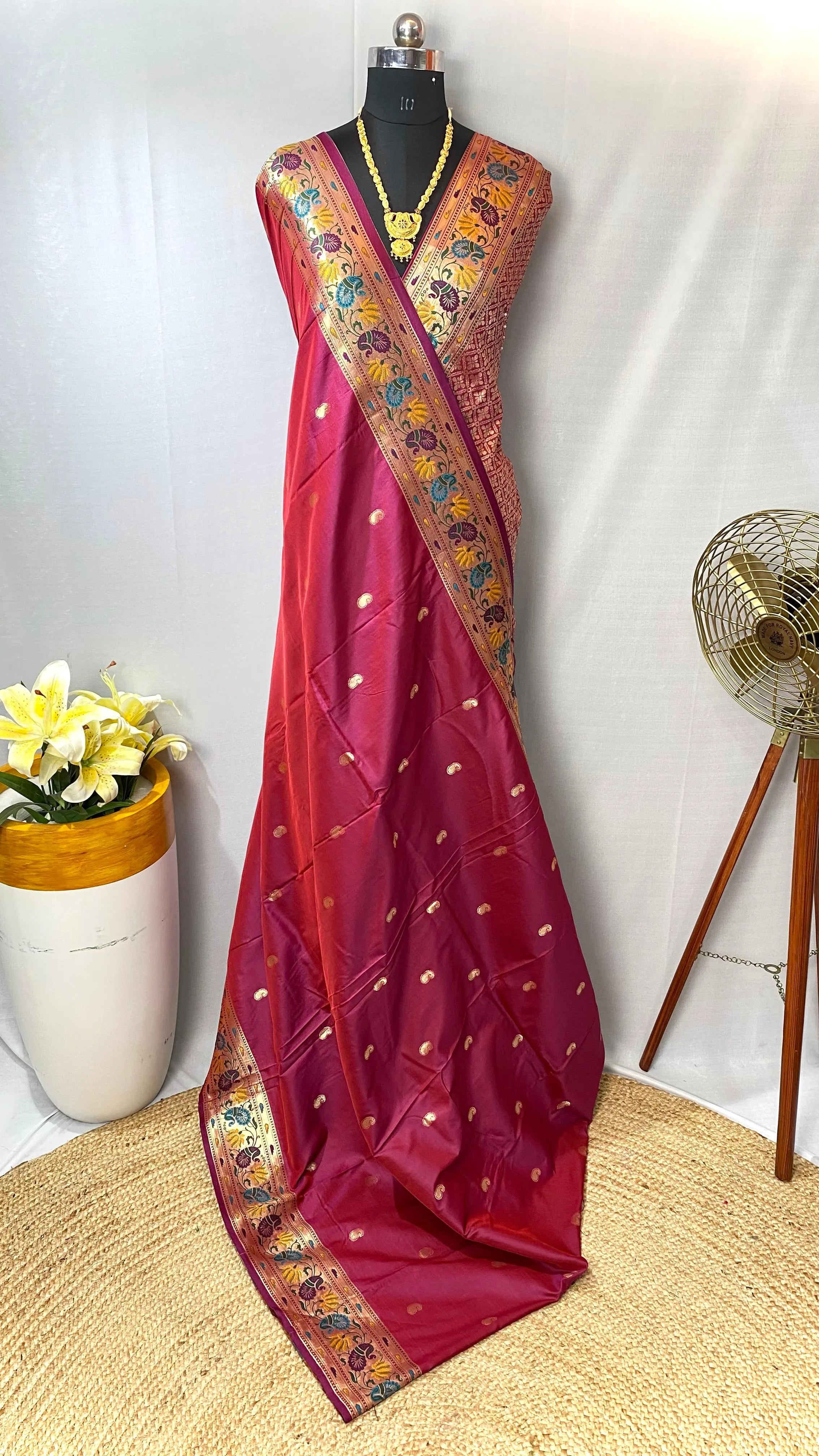 Paithani Silk Meenakari Designer Border Saree