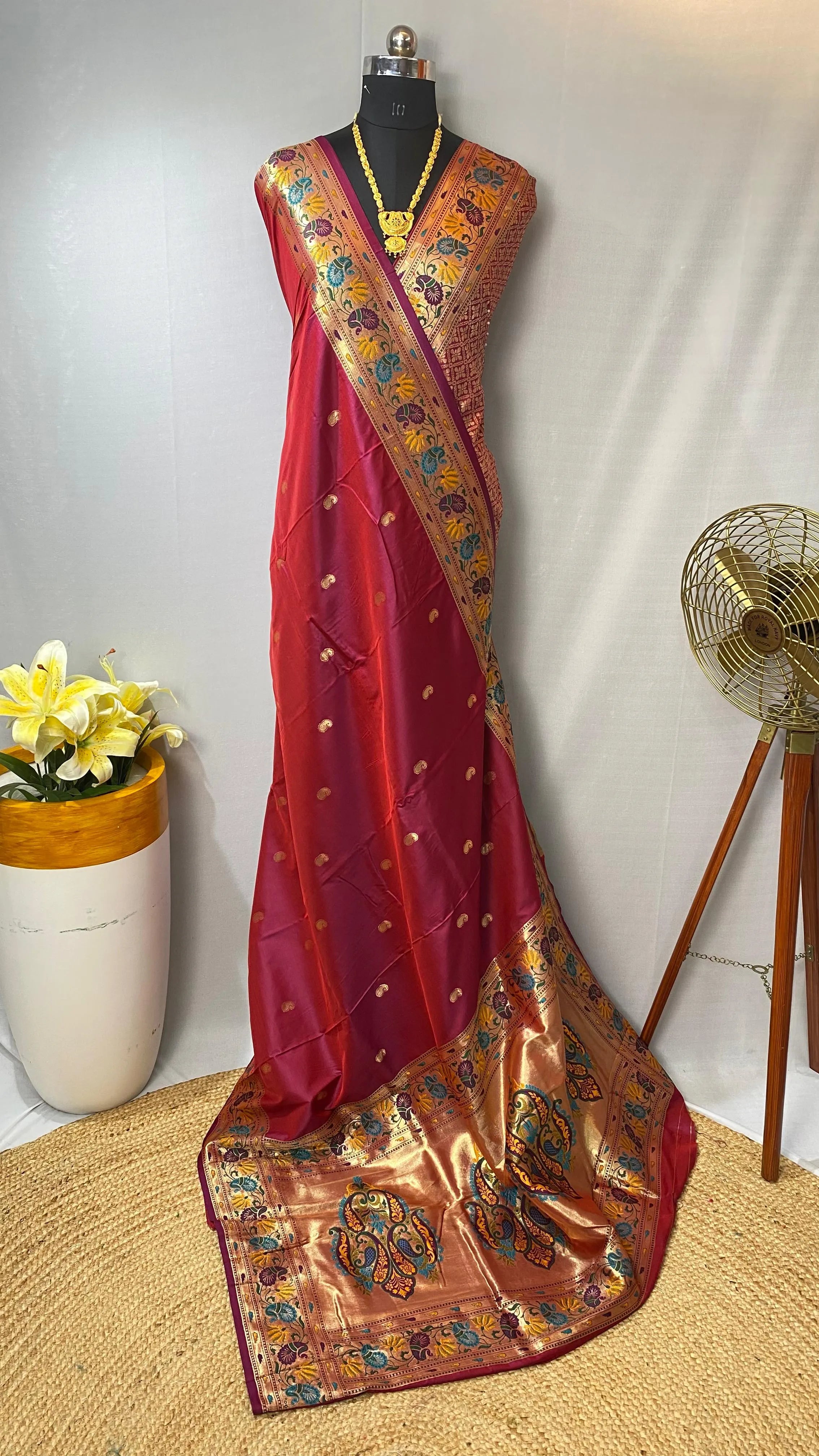 Paithani Silk Meenakari Designer Border Saree