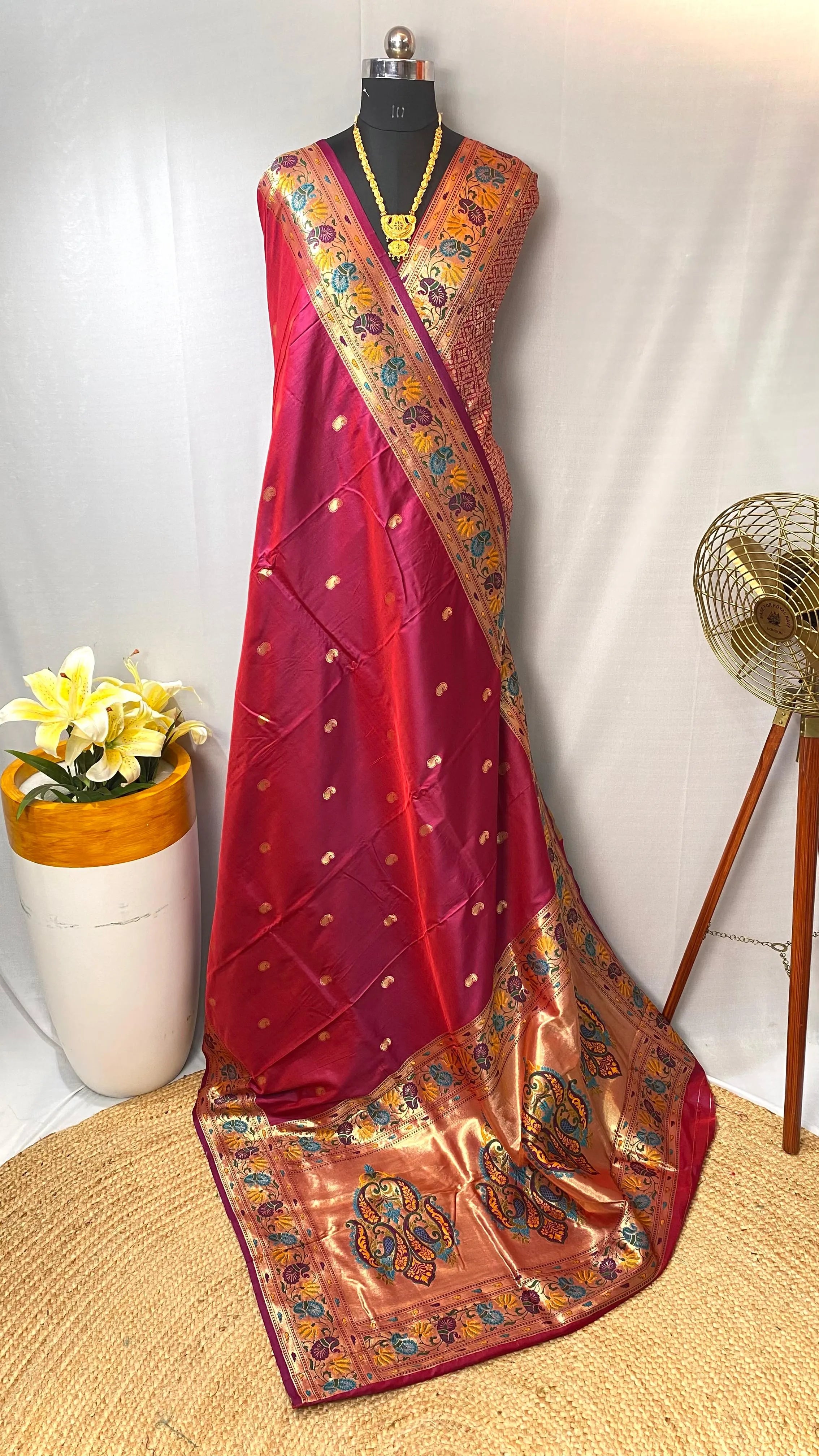 Paithani Silk Meenakari Designer Border Saree