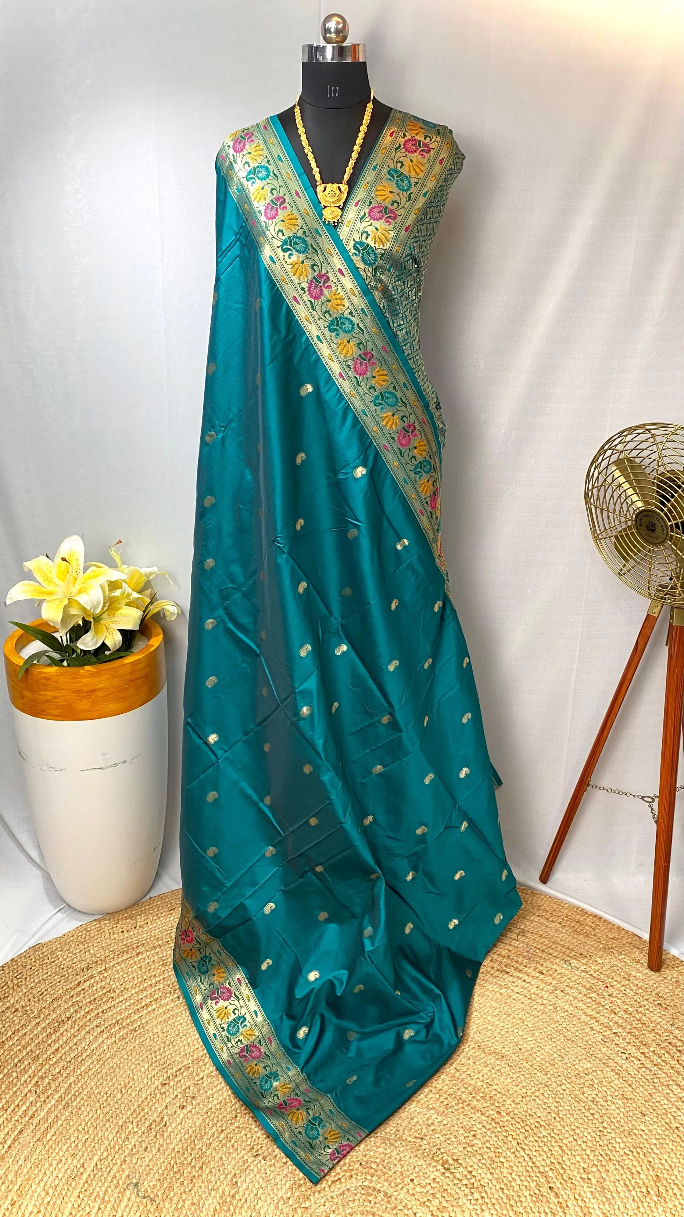Paithani Silk Meenakari Designer Border Saree