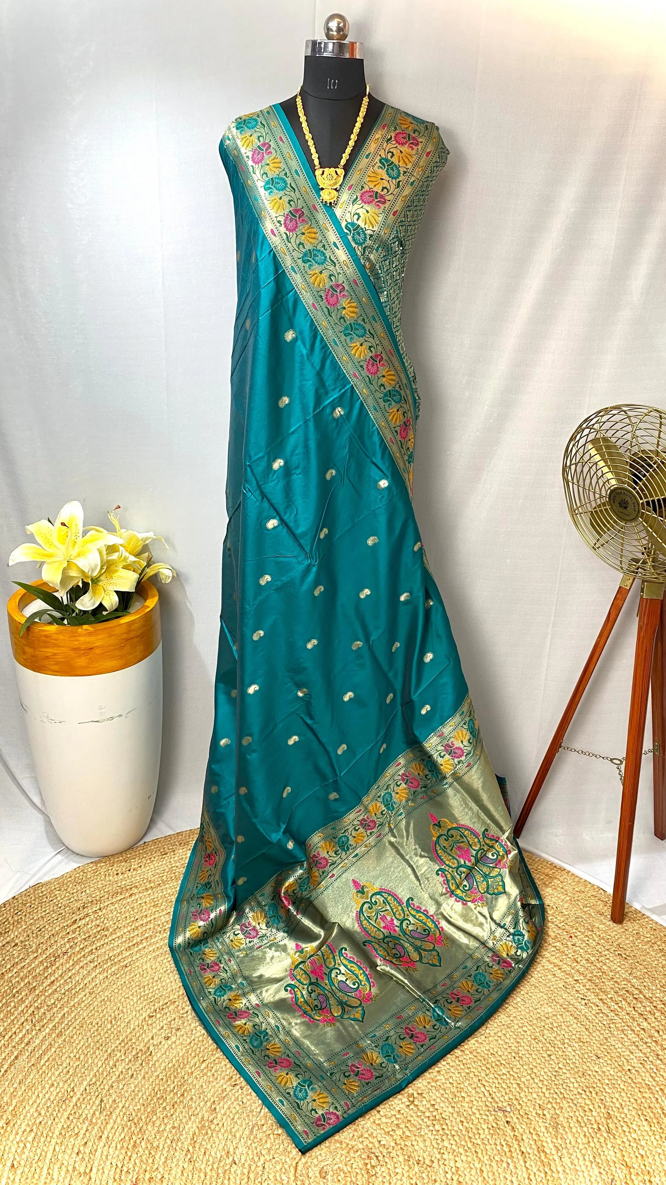 Paithani Silk Meenakari Designer Border Saree