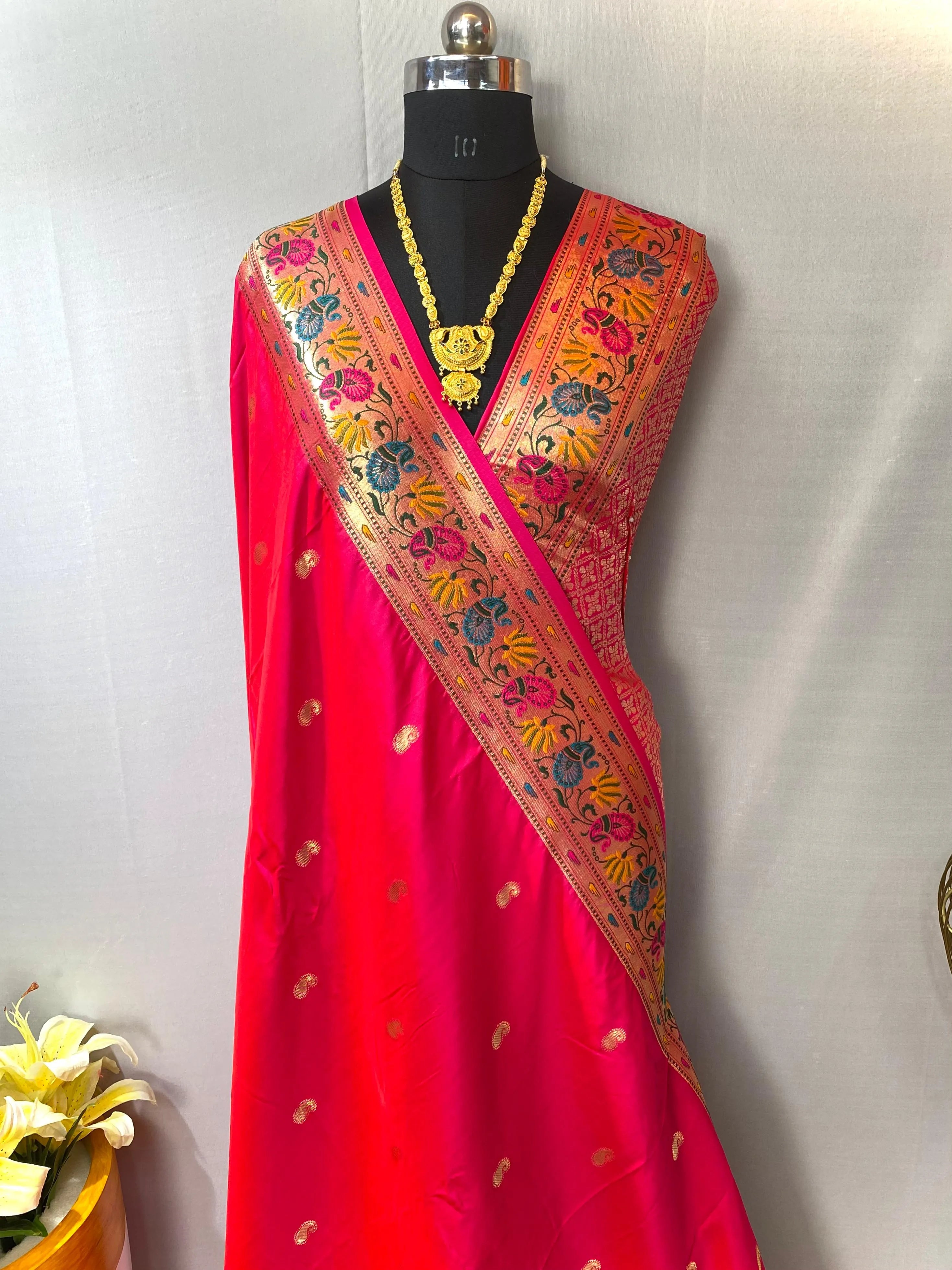 Paithani Silk Meenakari Designer Border Saree