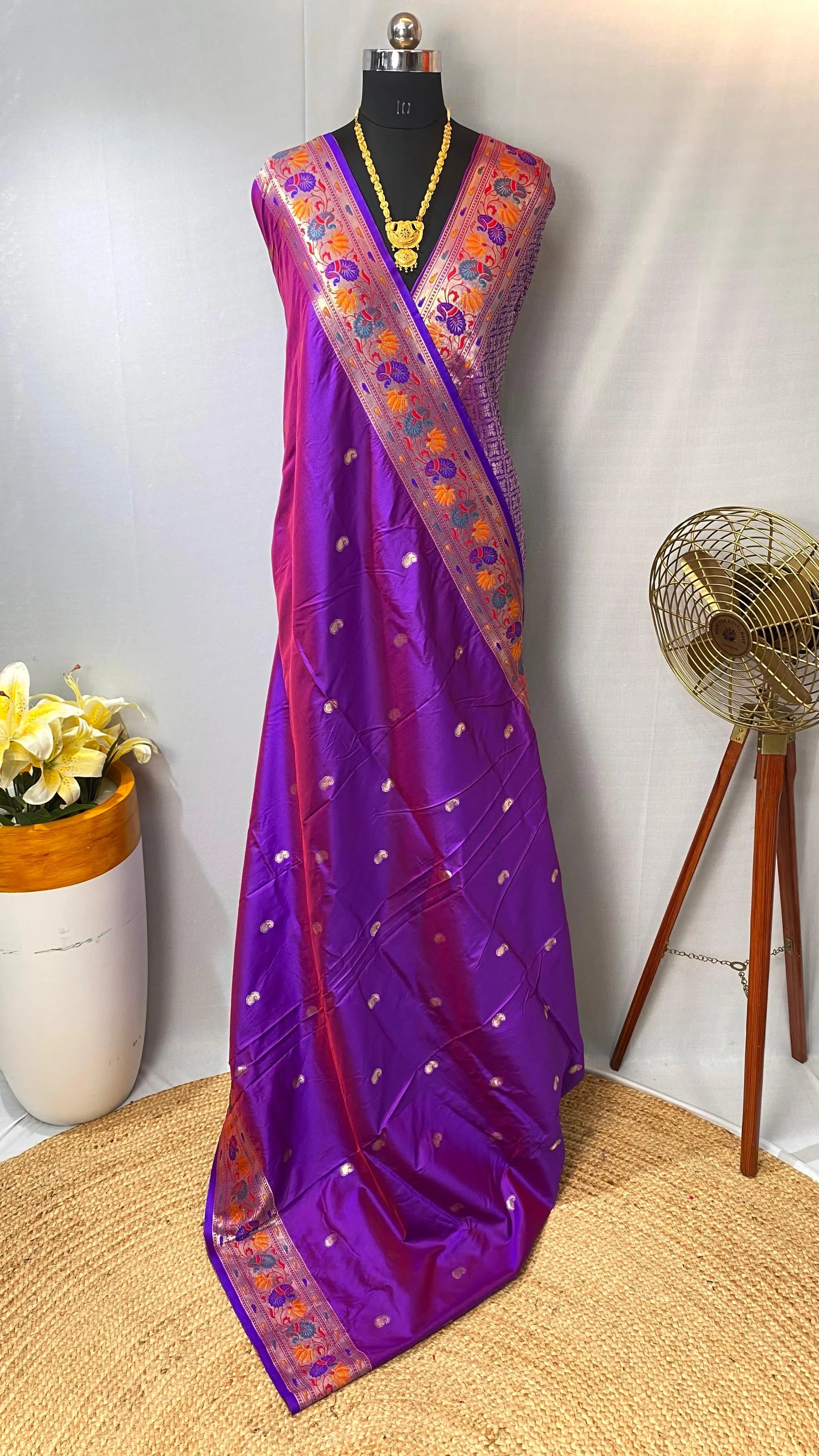 Paithani Silk Meenakari Designer Border Saree