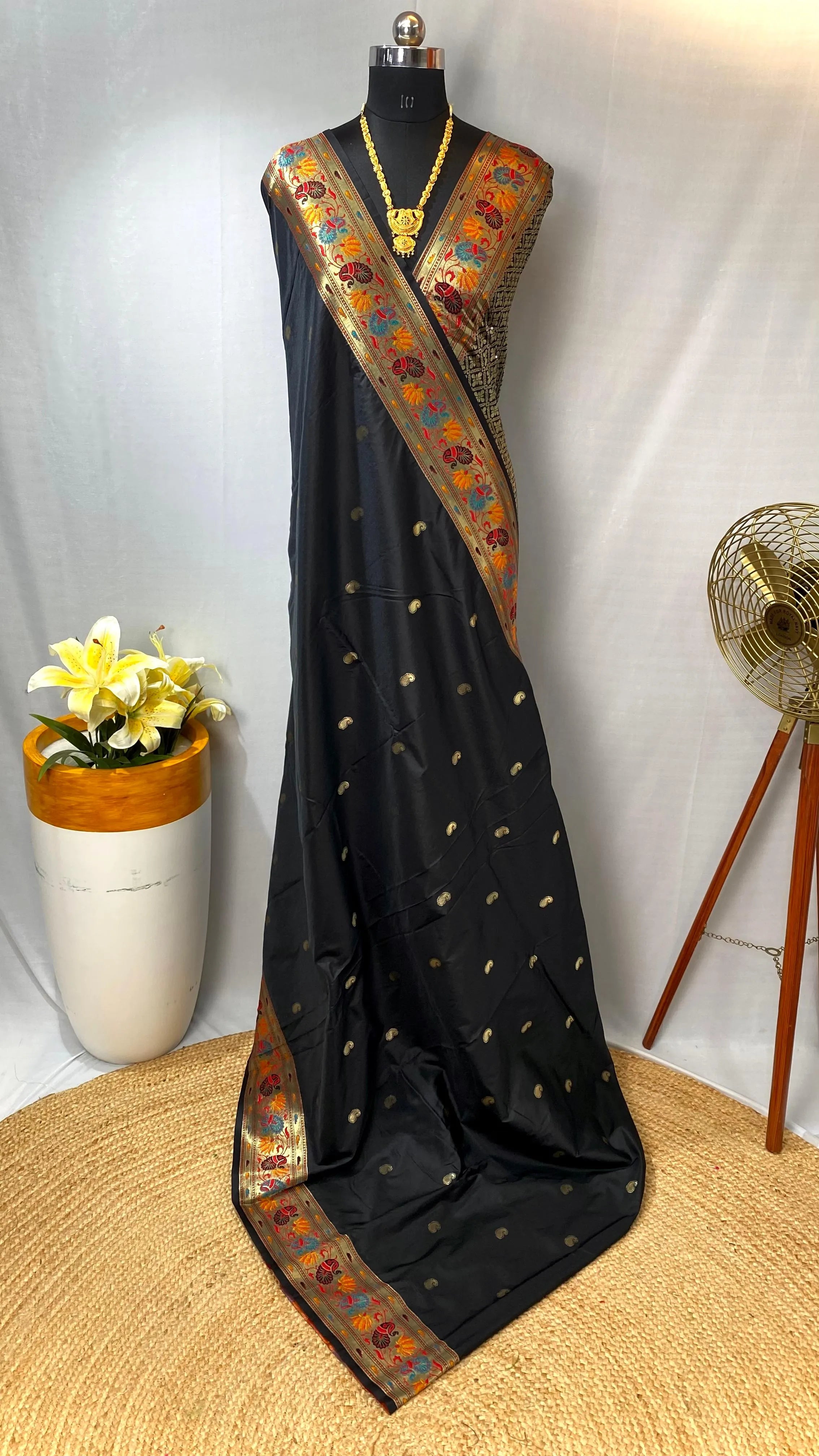 Paithani Silk Meenakari Designer Border Saree