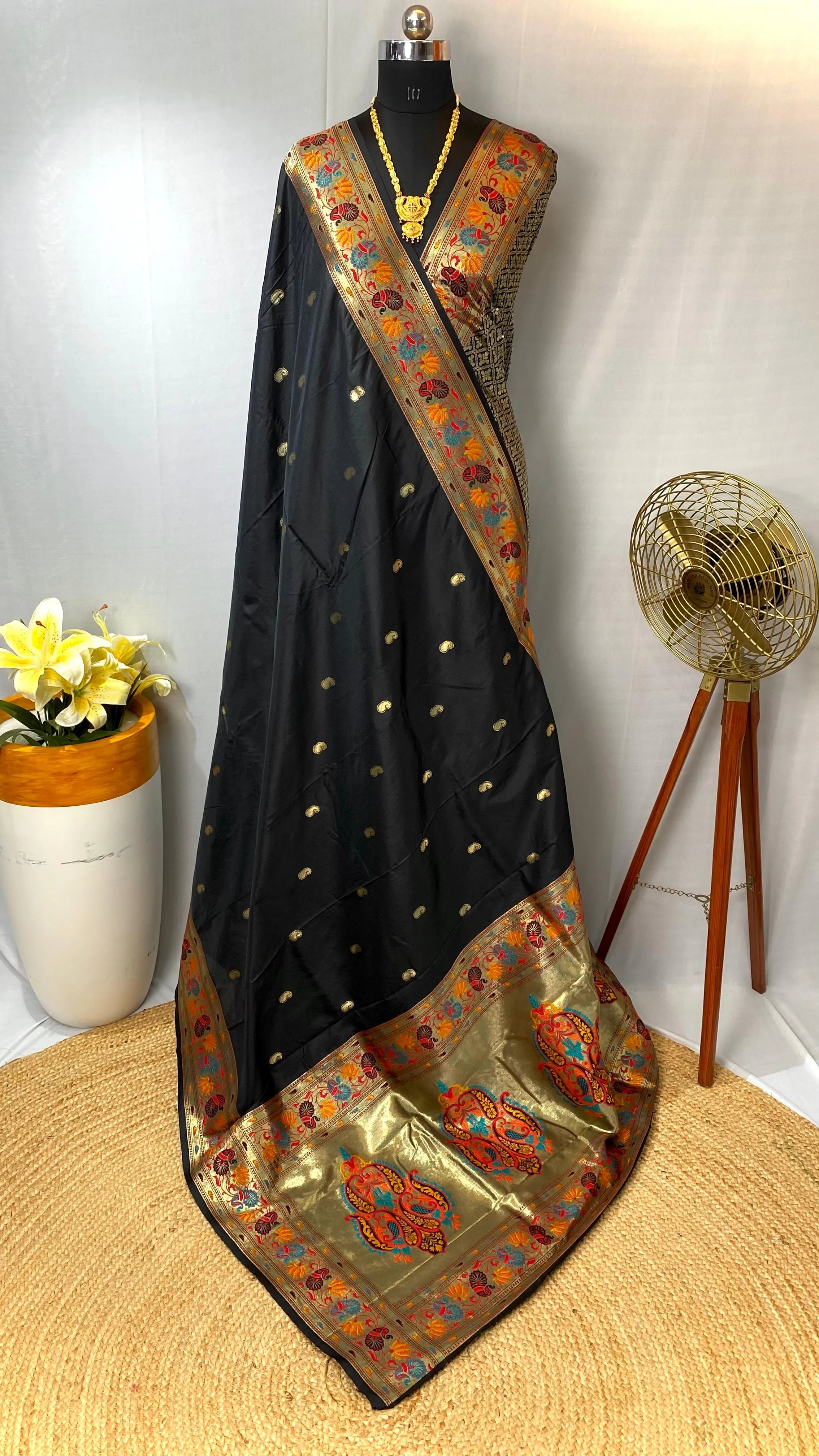 Paithani Silk Meenakari Designer Border Saree