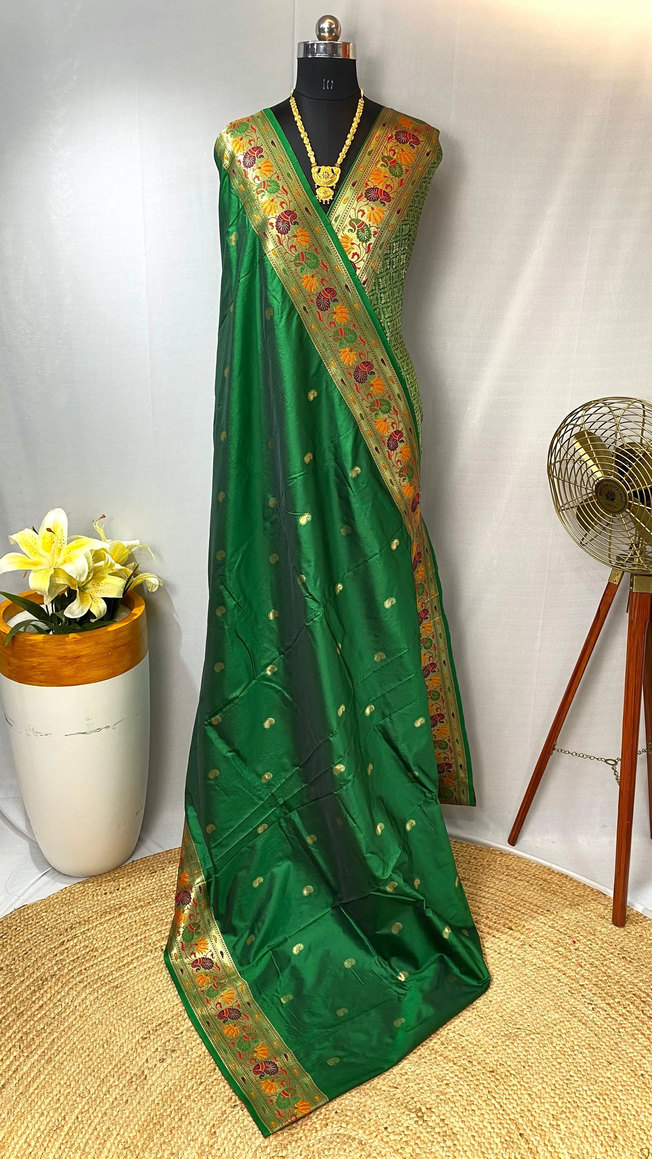 Paithani Silk Meenakari Designer Border Saree