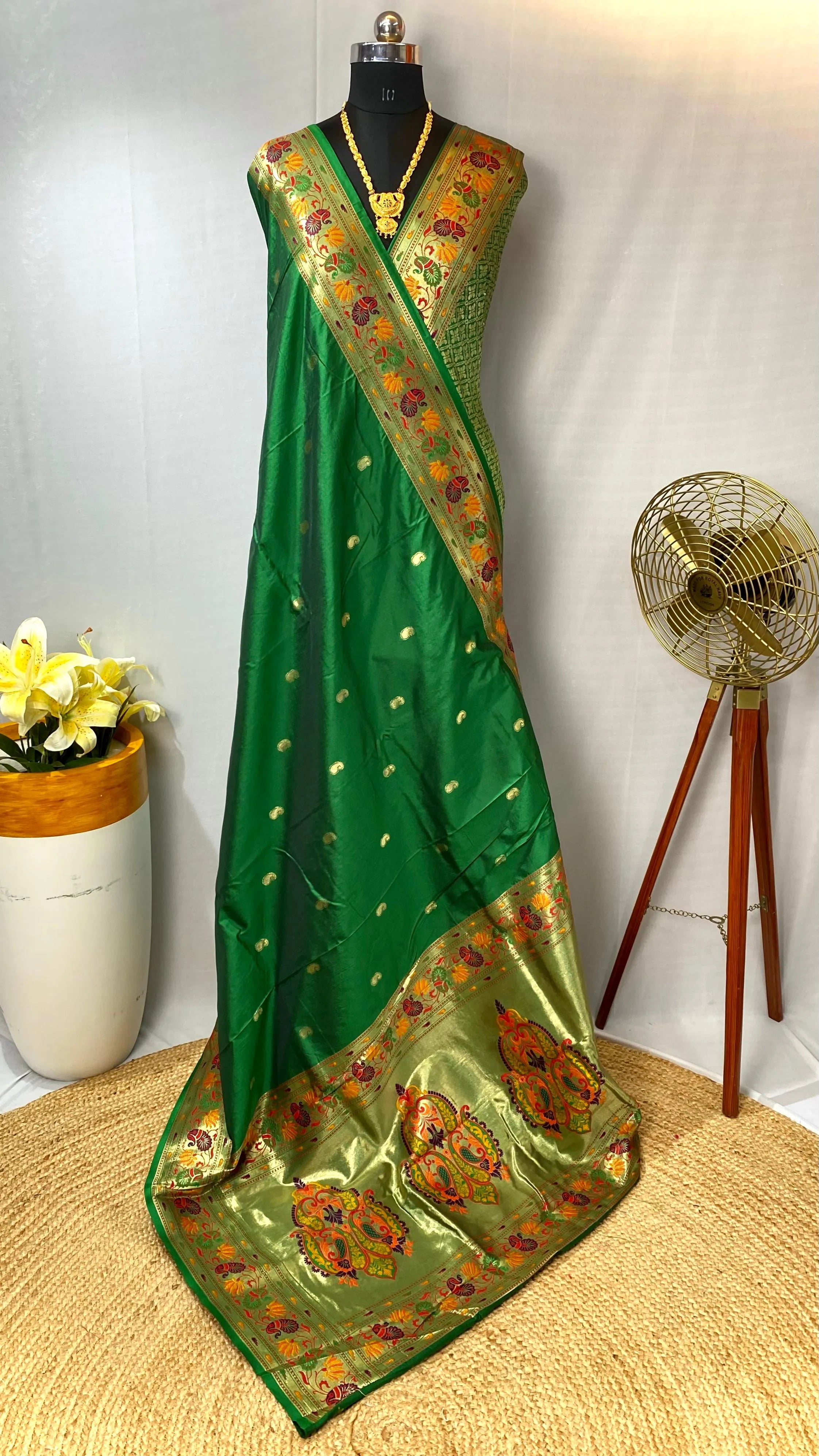 Paithani Silk Meenakari Designer Border Saree