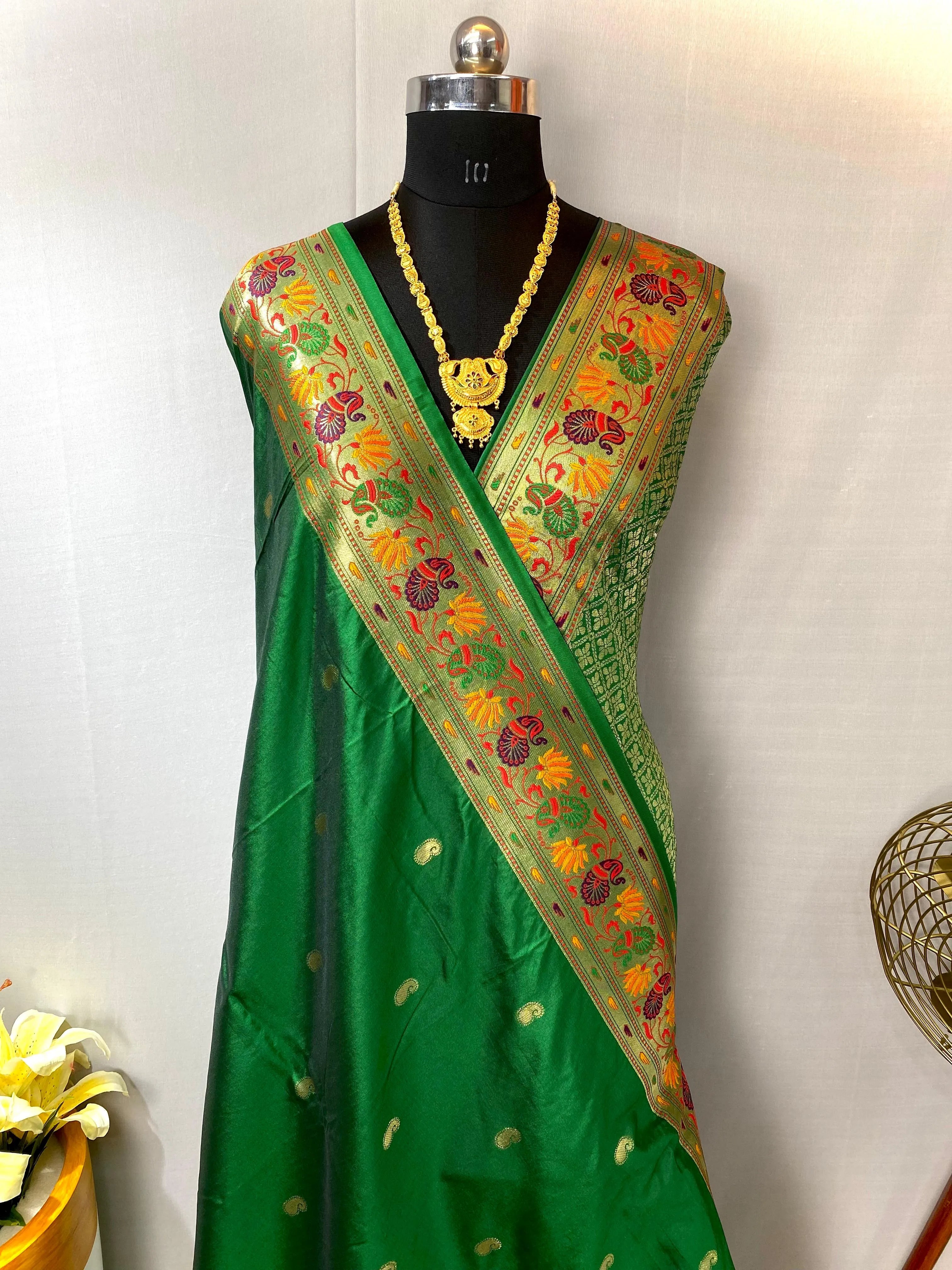 Paithani Silk Meenakari Designer Border Saree