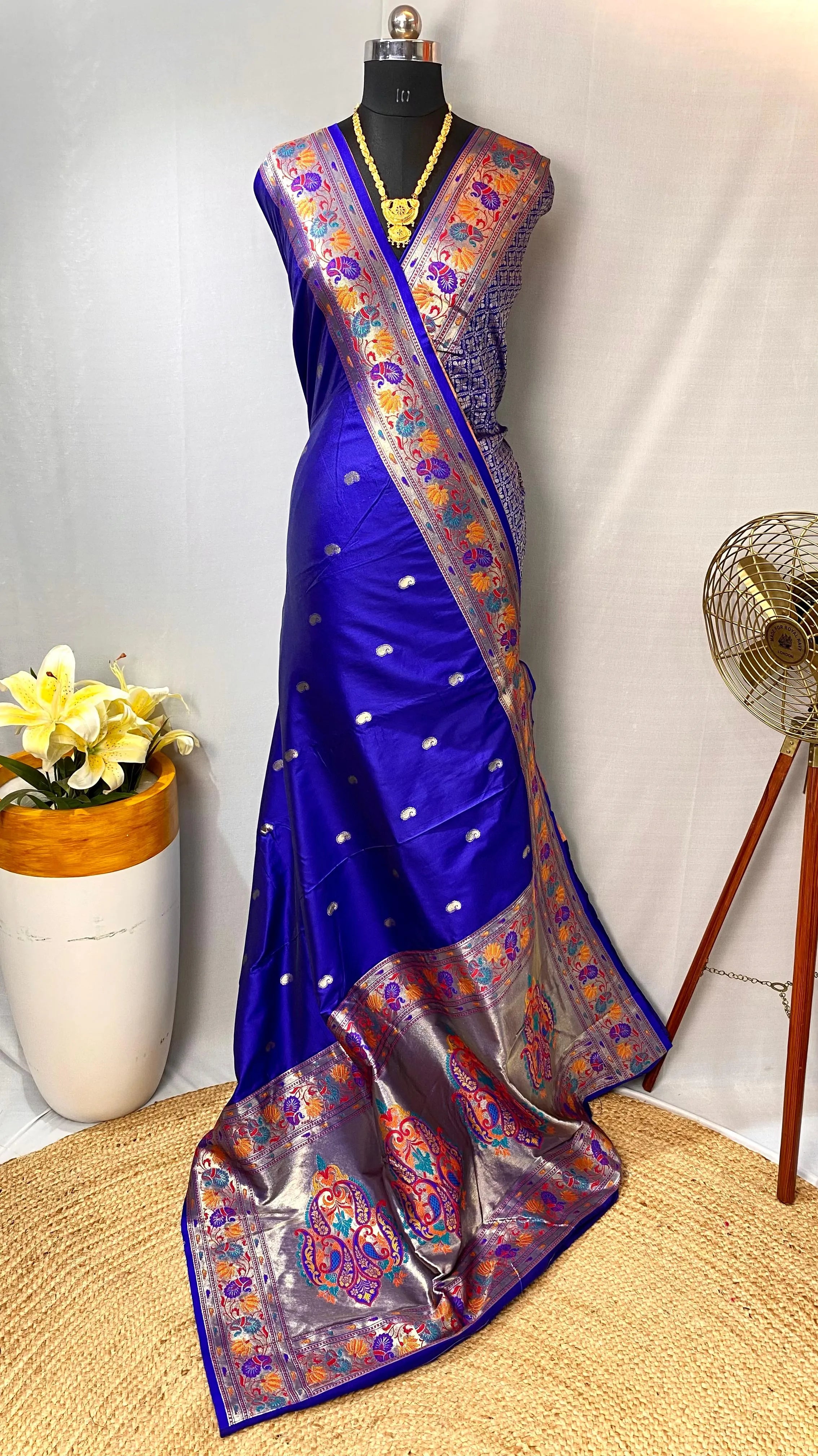 Paithani Silk Meenakari Designer Border Saree