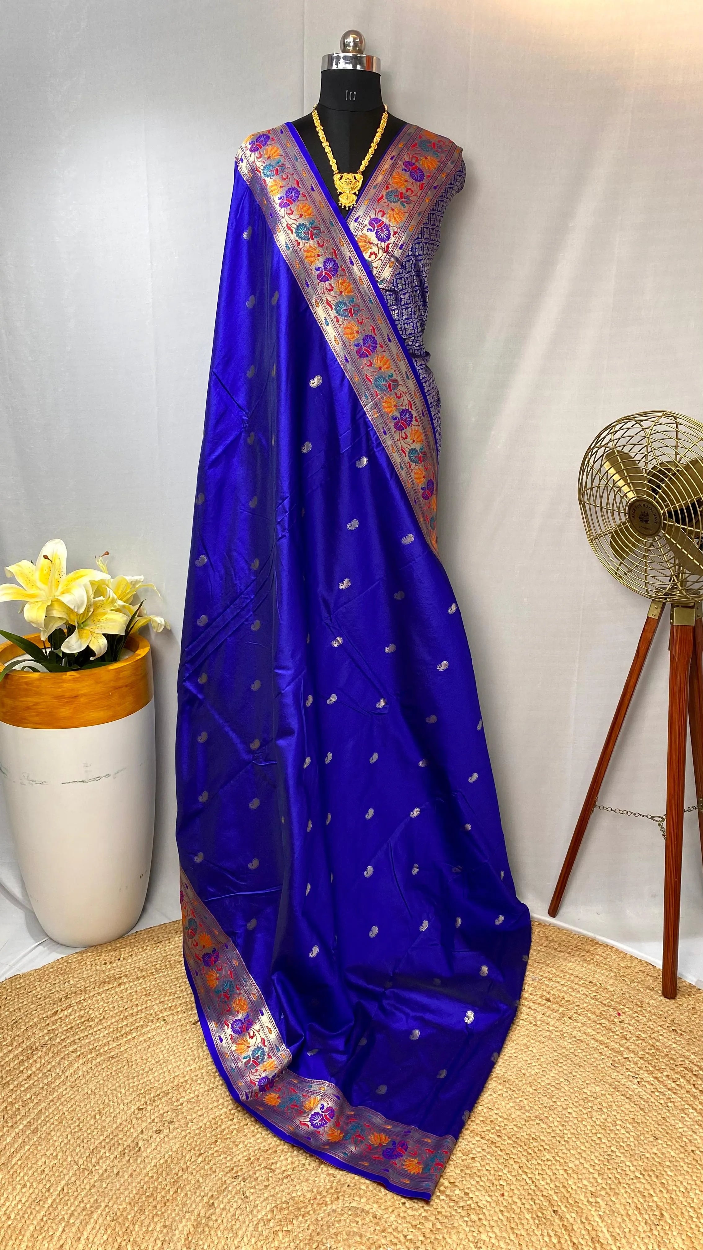 Paithani Silk Meenakari Designer Border Saree