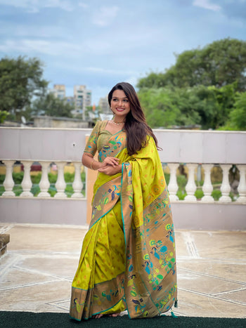 Traditional Wedding Marigold Paithani Saree