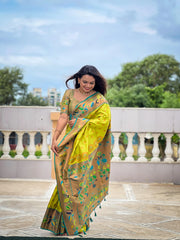 Traditional Wedding Marigold Paithani Saree