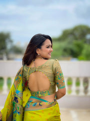 Traditional Wedding Marigold Paithani Saree