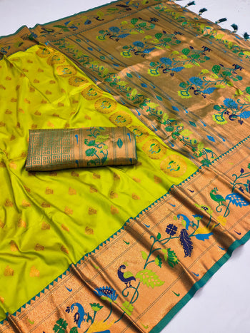 Traditional Wedding Marigold Paithani Saree