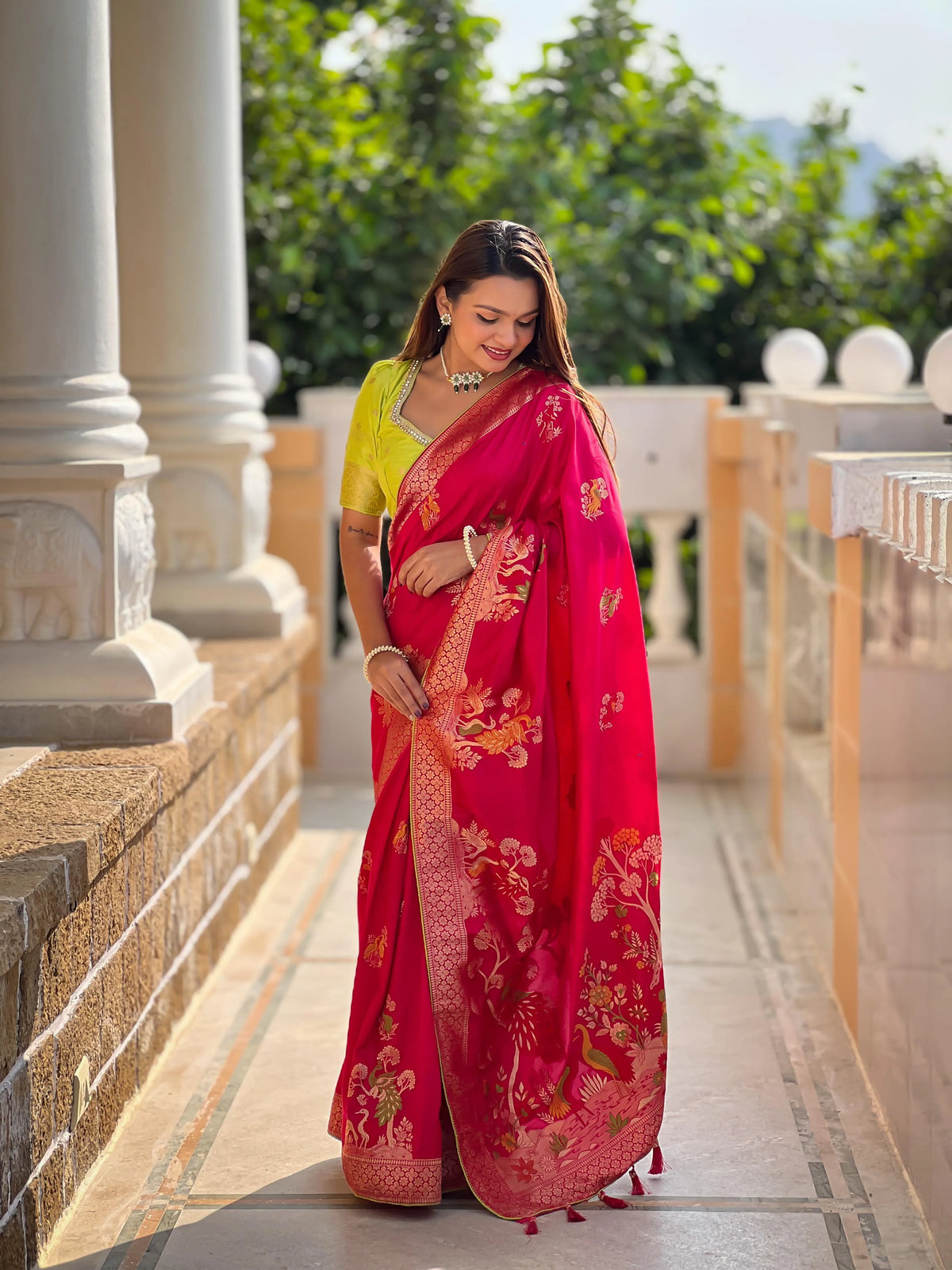 Pure Viscose Dola Silk Heavy Meenakari Design Saree (Product Code: AS-733)