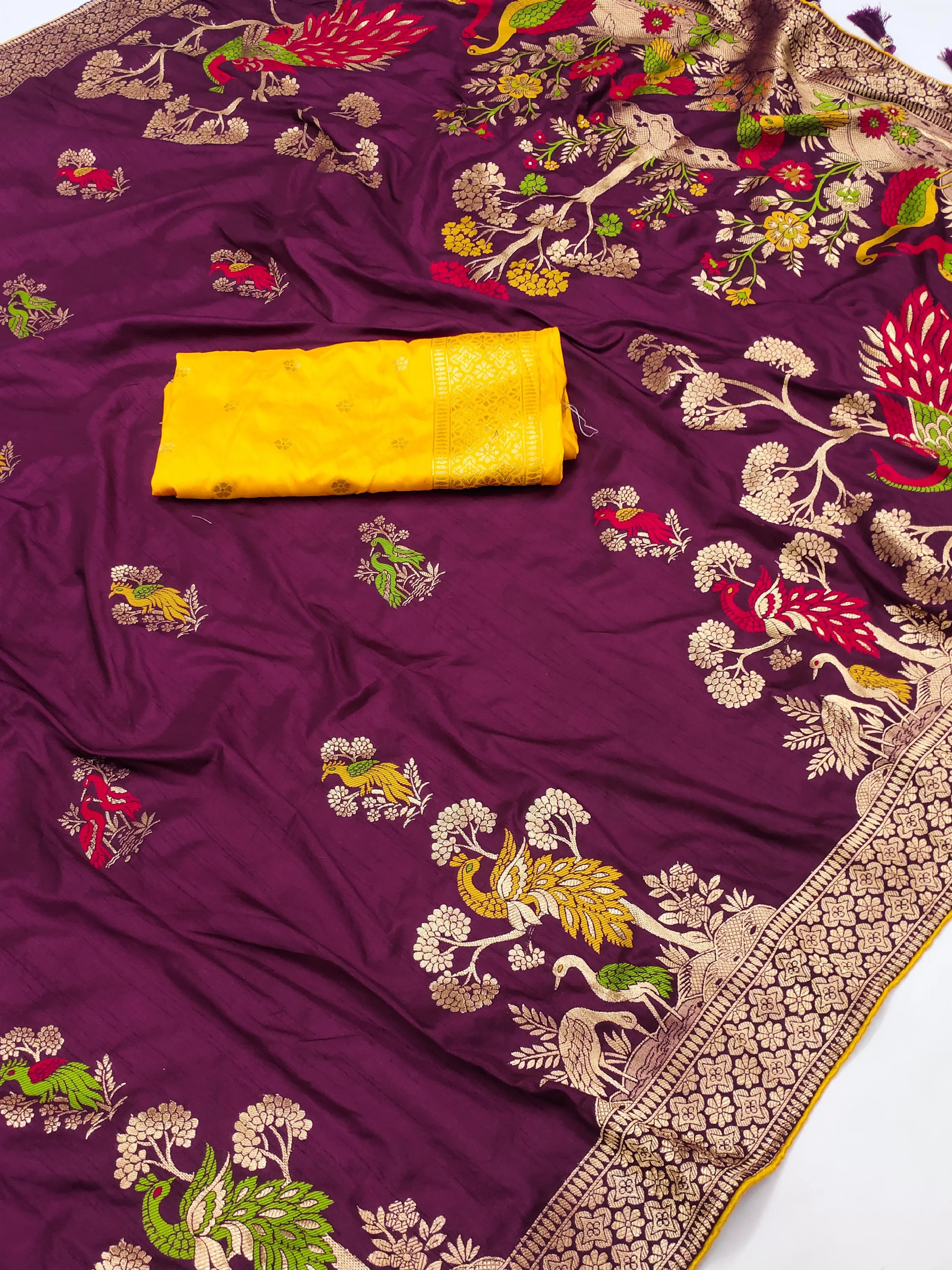 Pure Viscose Dola Silk Heavy Meenakari Design Saree (Product Code: AS-733)