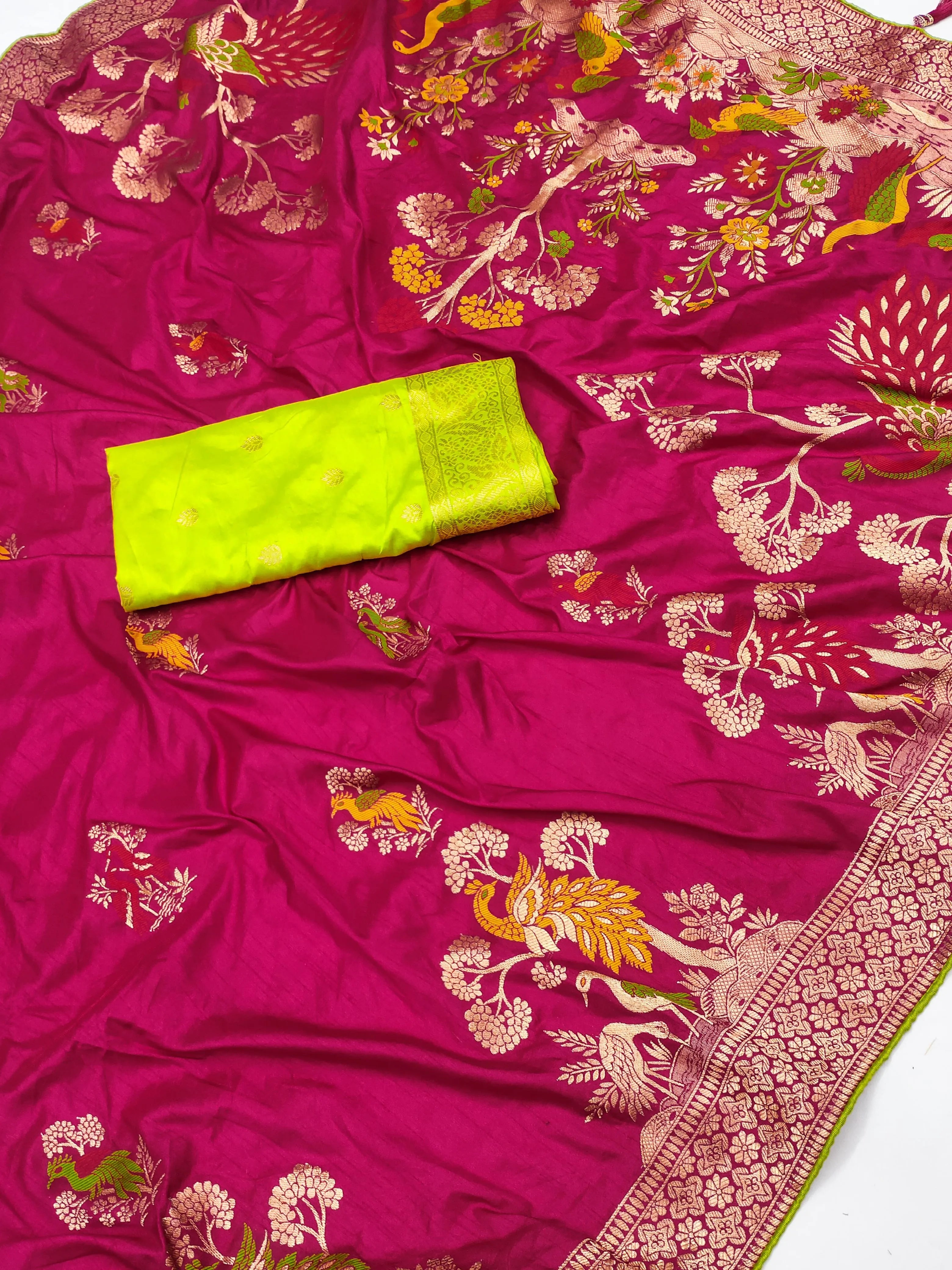 Pure Viscose Dola Silk Heavy Meenakari Design Saree (Product Code: AS-733)