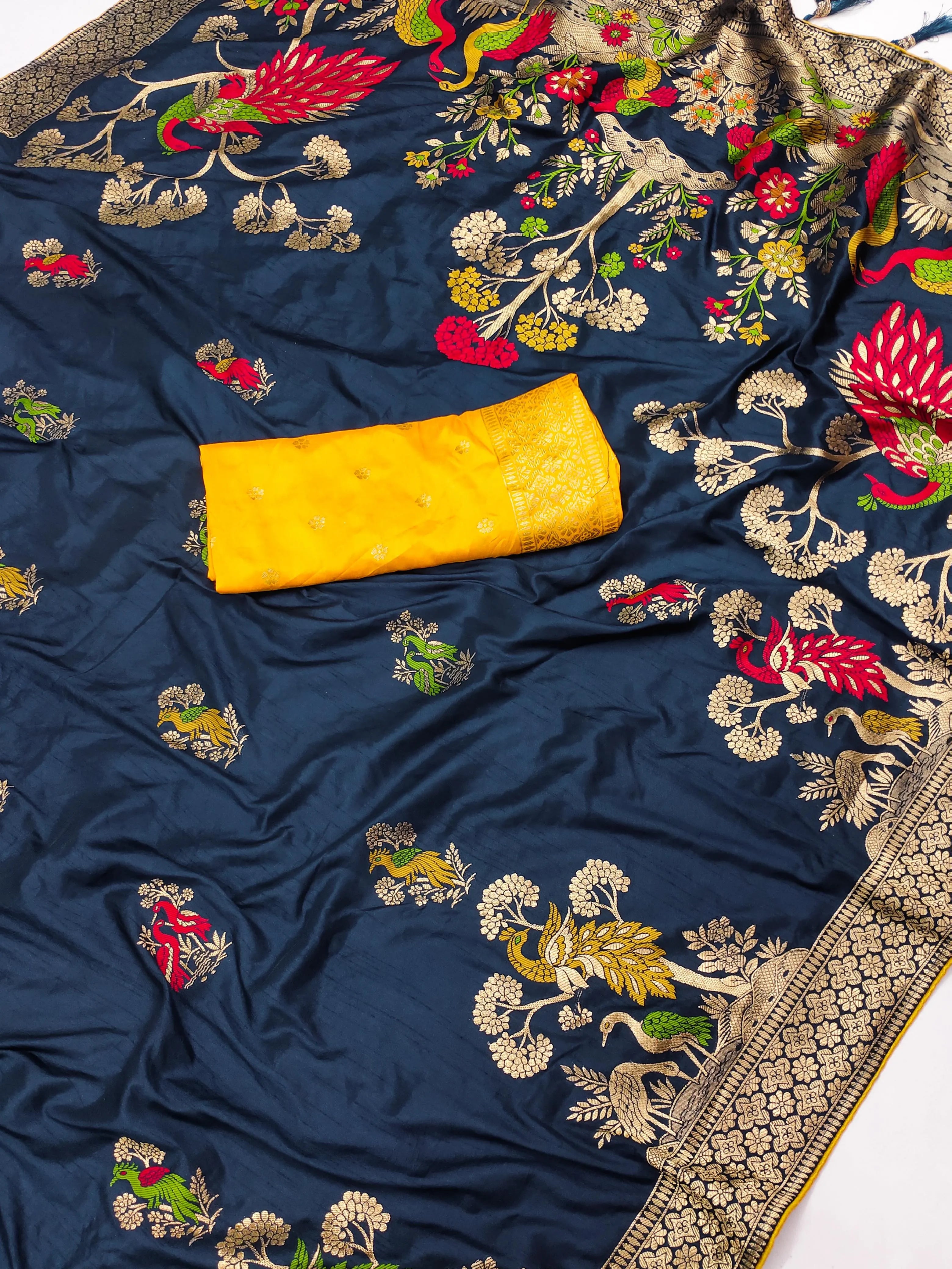 Pure Viscose Dola Silk Heavy Meenakari Design Saree (Product Code: AS-733)