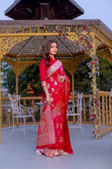Premium Banarasi Mushro Satin Silk Saree