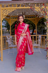 Premium Banarasi Mushro Satin Silk Saree