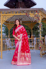 Premium Banarasi Mushro Satin Silk Saree