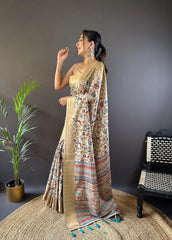 Assam Silk Kalamkari Digital Printed Saree