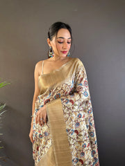 Assam Silk Kalamkari Digital Printed Saree